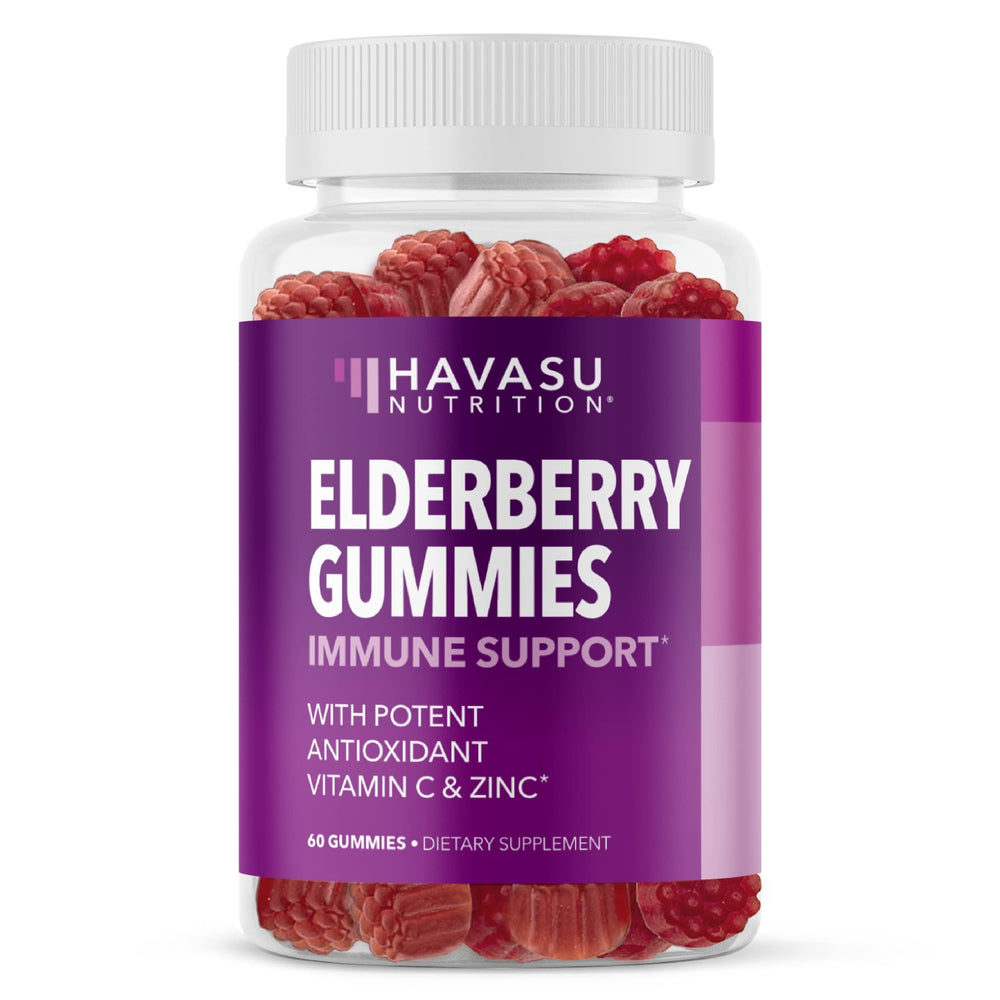 HAVASU NUTRITION Sambucus Elderberry Gummies bottle front for daily immune support on the go