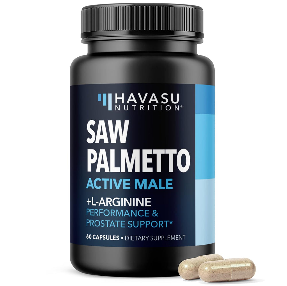 HAVASU NUTRITION Saw Palmetto 500mg bottle front for prostate support and herbal blend