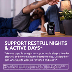 HAVASU Saw Palmetto PM capsules with chamomile detail suggesting calm sleep.