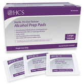 HCS Large Alcohol Prep Pads box ready for quick, hygienic skin prep in clinics or home.