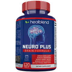 Healblend Neuro Plus bottle front view suggesting sharper focus.