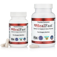 HealFast Complete Surgery Recovery bottle shows convenient daily dose for post-op support