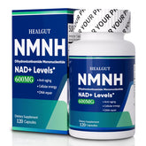 HealGut NMNH bottle front showcasing anti-aging support packaging.