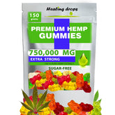 HEALING DROPS hemp gummies bottle closeup for daily wellness benefits