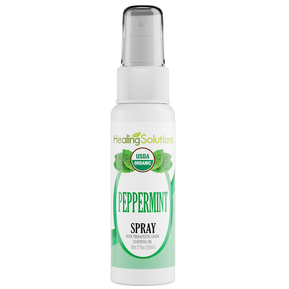 Healing Solutions Peppermint Spray Bottle delivers a crisp, refreshing aroma for rooms and linens.