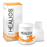 Healios orange flavor powder container for convenient daily oral care.