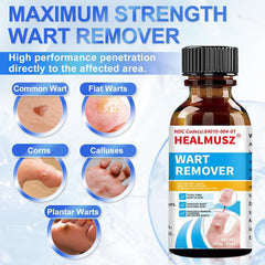 HEALMUSZ Wart Remover liquid applied to a wart spot for targeted action.