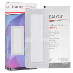 HEALQU bordered gauze island dressing 4x10 pack—easy peel-and-stick protection for minor wounds.