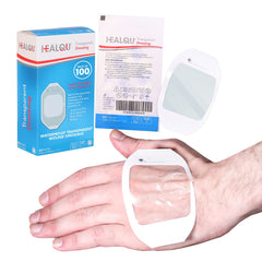 Healqu transparent dressing patch provides clean, secure wound protection.