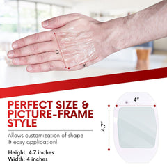 Healqu transparent dressing on arm showing quick application and secure fit.