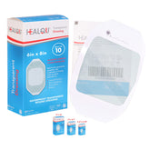 Healqu transparent film dressing 6x8 inches, discreet wound protection for daily wear.