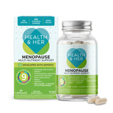 Health & Her menopause bottle front view with branding and daily-use potential.