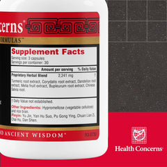 Health Concerns GB-6 herbal capsules close-up showing premium formula