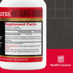 Health Concerns Isatis Gold ingredient collection highlights a multi-herb blend.