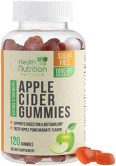 Health Nutrition Naturals Apple Cider Vinegar Gummies bottle on a kitchen counter for easy daily wellness.