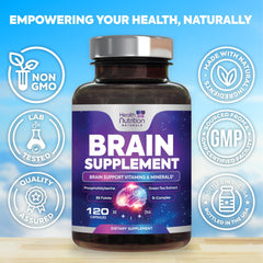 Bottle of Health Nutrition Naturals vitamins B6, C, E, and zinc for brain health.