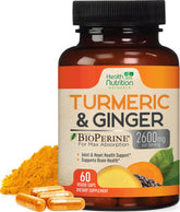 Health Nutrition Naturals Curcuma cápsulas 2600 mg para apoyo articular diario