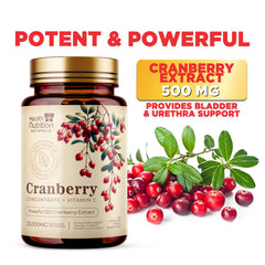 Health Nutrition Naturals Cranberry Powder Extract close-up highlights fresh powder