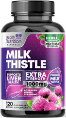 Health Nutrition Naturals Milk Thistle bottle for liver support and detox potential.