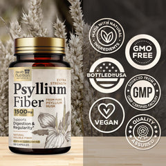 Health Nutrition Naturals psyllium husk capsules ingredients highlight premium plant-based fiber.