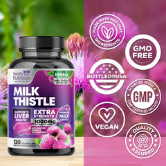 Health Nutrition Naturals Silymarin Marianum component supports liver health.