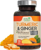 Health Nutrition Naturals Turmeric Curcumin bottle highlighting potency and USA-bottled quality