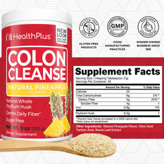 Health Plus Colon Cleanse scoop-dispense highlights easy portion control for convenient fiber intake.