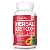 Health Plus Herbal Detox+ bottle front view for a gentle cleanse.
