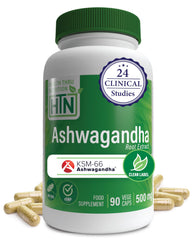 Health Thru Nutrition Ashwagandha 500mg bottle with KSM-66 for daily stress support.