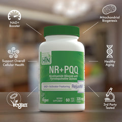Health Thru Nutrition NAD+ Activator pour shot suggests convenient daily dosing.