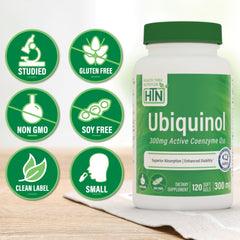 Health Thru Nutrition stabilized ubiquinol softgels close-up for reliable absorption.