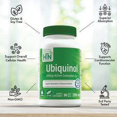Ubiquinol capsules on tray highlighting mitochondrial support
