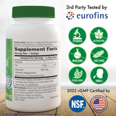 Close-up of Health Thru Nutrition Ubiquinol softgels for heart health