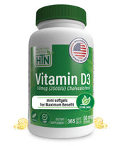 Health Thru Nutrition Vitamin D3 bottle with 365 softgels for a year