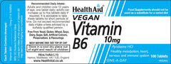 HealthAid Vitamin B6 10mg tablets close-up for easy daily use