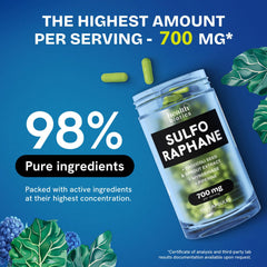 Healthbiotics sulforaphane bottle closeup highlighting premium organic ingredients