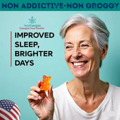 Healthergize fruity flavors gummies image emphasizes taste-forward appeal for daily enjoyment.