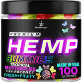 Healthergize hemp gummies bottle shows convenient sleep support on a nightstand.