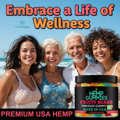 Healthergize hemp gummies label highlights USA-sourced ingredients.