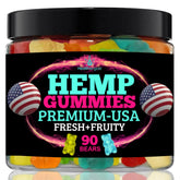 Healthergize hemp gummies relaxation bottle pour promotes calm and ease after a long day