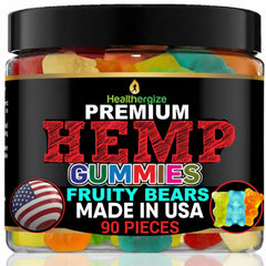 Healthergize hemp gummies sleep bottle highlighting premium quality for nightly calm and rest.