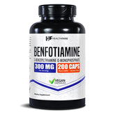 Healthfare Benfotiamine 300mg bottle showing enhanced absorption in a compact wellness package.