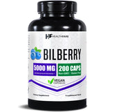 Healthfare Bilberry supplement bottle for daily eye support and antioxidant care.