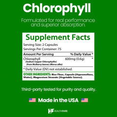Chlorophyll capsules being poured to illustrate easy daily intake.