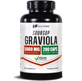 Healthfare Graviola 5000mg bottle front view, high potency extract.