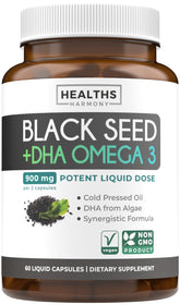 Healths Harmony bottle with black seed oil capsules for daily wellness