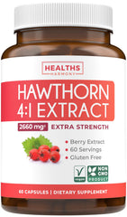 Healths Harmony hawthorn berry extract capsule on white background, vegan daily wellness option
