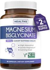 Healths Harmony high absorption magnesium bisglycinate capsules in a bottle for steady daily support.