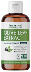 Healths Harmony olive leaf extract bottle pour shows easy daily use for potential wellness support
