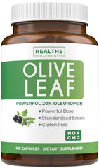 Healths Harmony olive leaf extract capsules bottle front showing 750mg potency for daily wellness